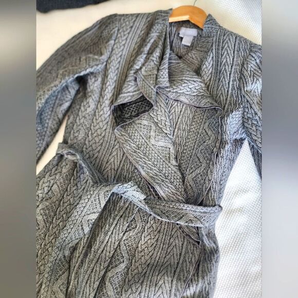 ECCOCI knit coat belted side pockets wool blend new without tags minimalist - Picture 2 of 16